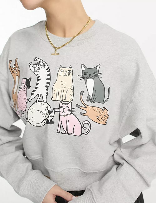 CAT GROUP CROPPED SWEAT