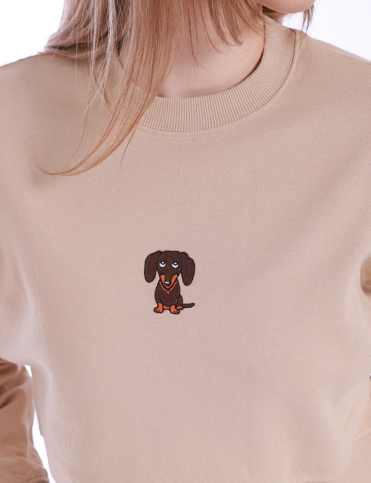 DACHSHUND EMBROIDERED CROPPED SWEAT