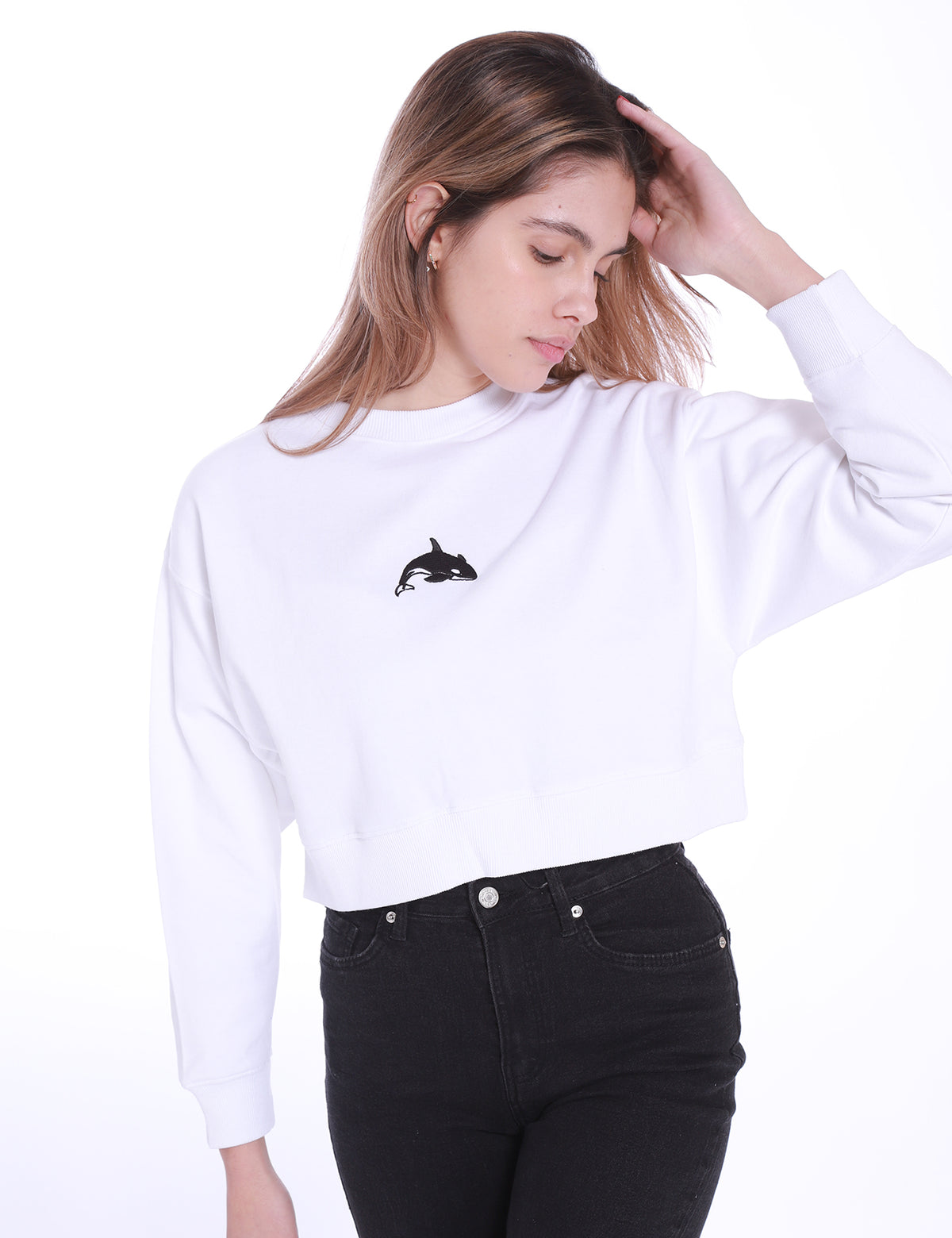 ORCA EMBROIDERED CROPPED SWEAT